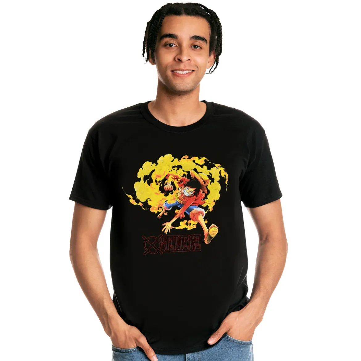 One Piece - Luffy Attacke T-Shirt schwarz