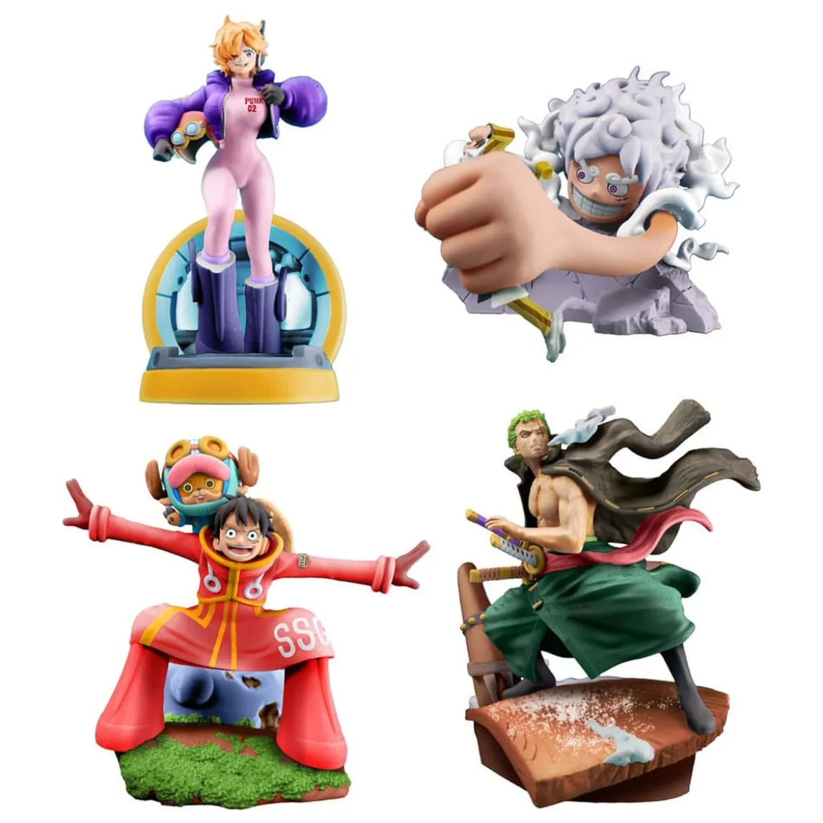 One Piece Petitrama PVC Mini-Statue Logbox Re Birth Egghead Set 9 cm
