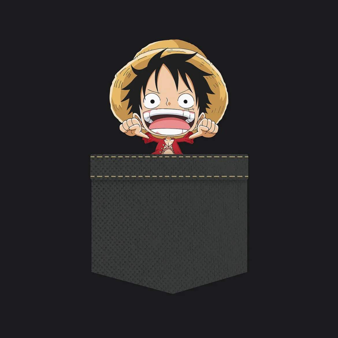 One Piece - Pocket Luffy T-Shirt schwarz