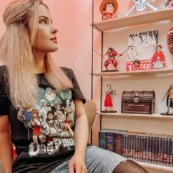 One Piece - Ruffy mit Strohhutbande T-Shirt schwarz