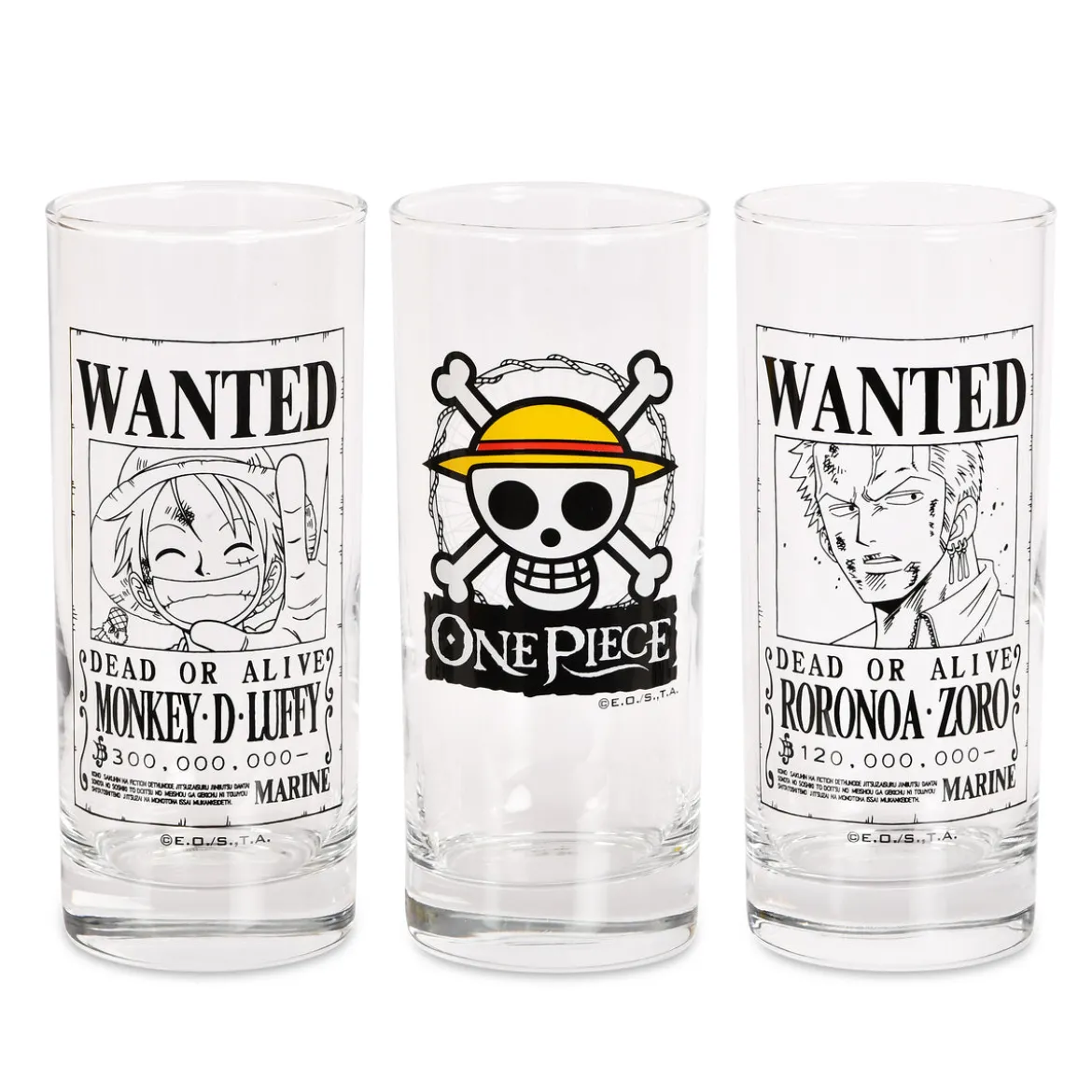 One Piece - Wanted Gläser 3er Set