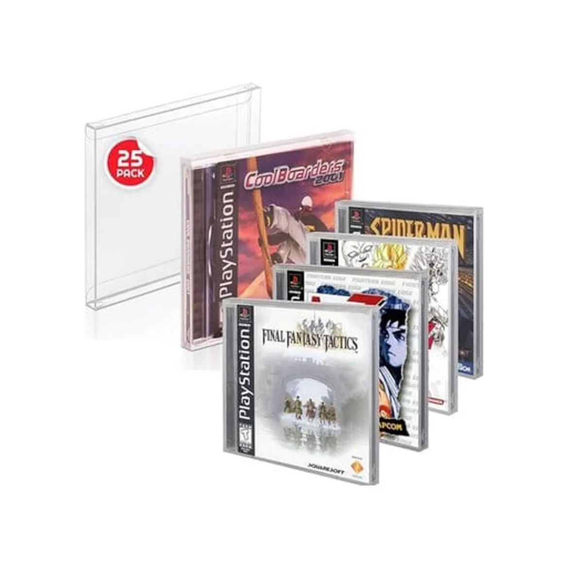 PET Gehäuse 25er-Pack für Nintendo PS1/Single CD/Dreamcast
