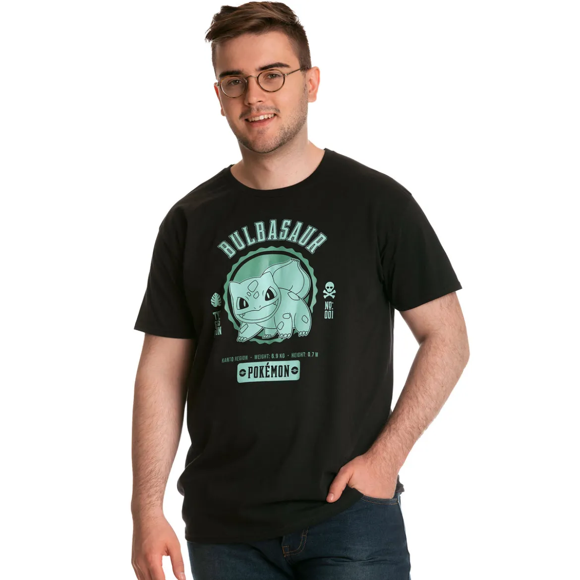 Pokemon - Bisasam College T-Shirt schwarz