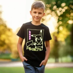 Pokemon - Pikachu Neon T-Shirt Kinder schwarz