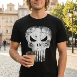 Punisher - Skull Distress Logo T-Shirt schwarz
