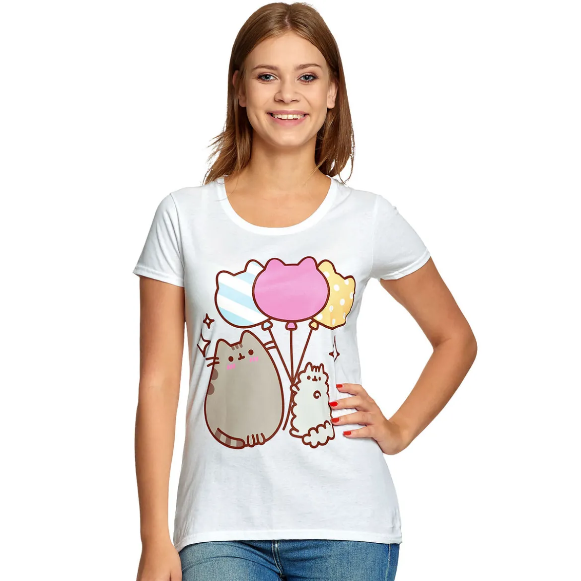 Pusheen - Balloons T-Shirt Damen weiß
