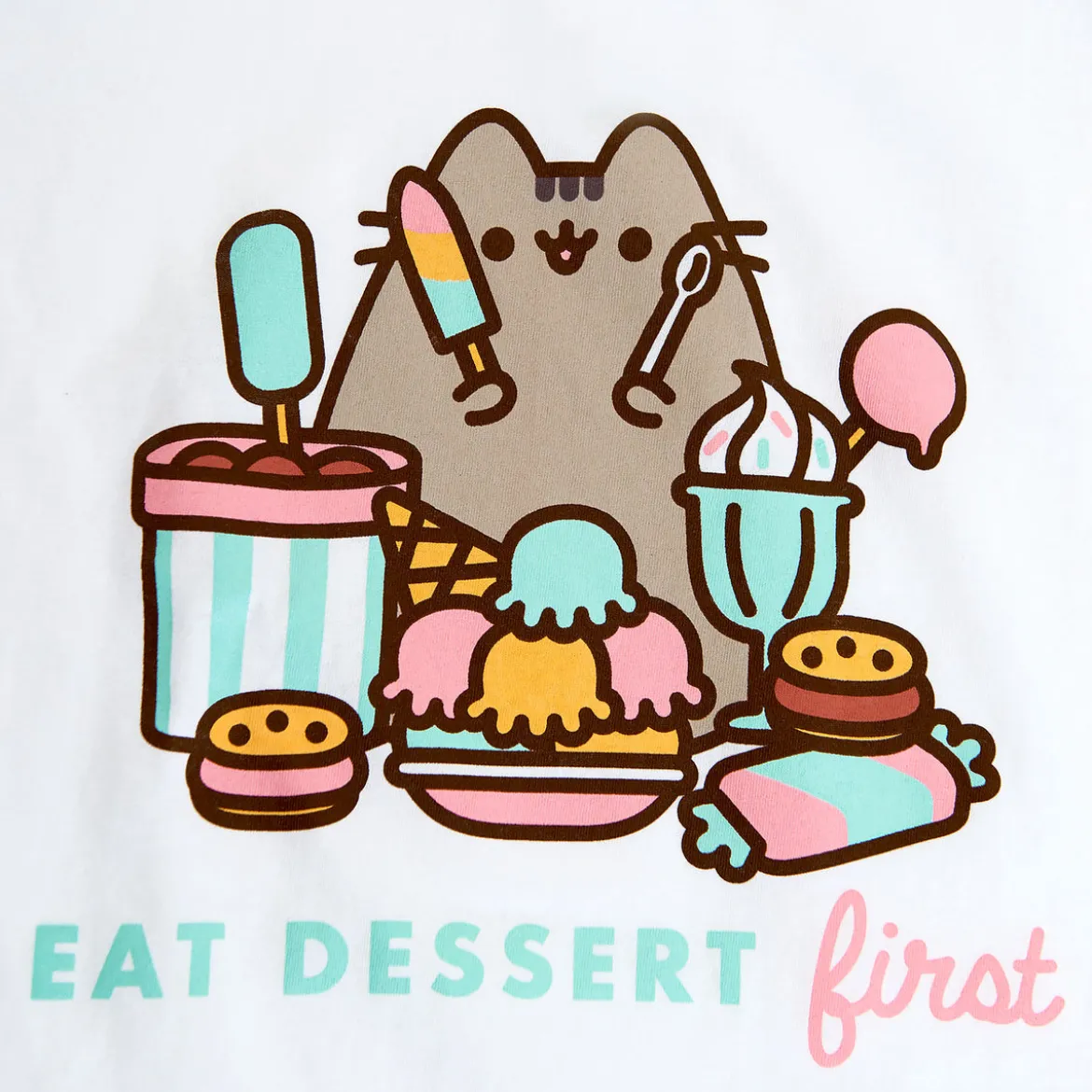 Pusheen - Eat Dessert First T-Shirt Damen weiß