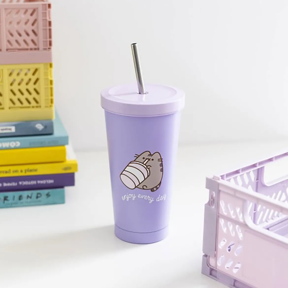 Pusheen - Enjoy Every Day Trinkbecher mit Strohhalm