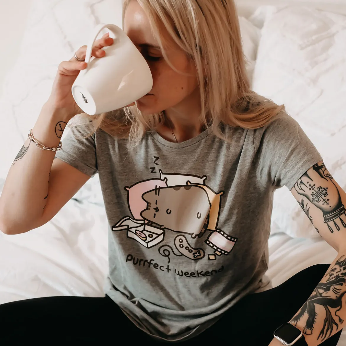 Pusheen - Purrfect Weekend Damen T-Shirt grau