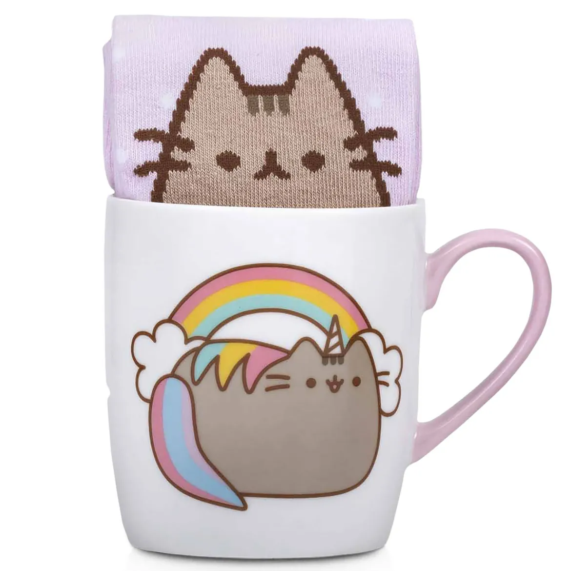 Pusheen - Rainbow Socken und Tasse