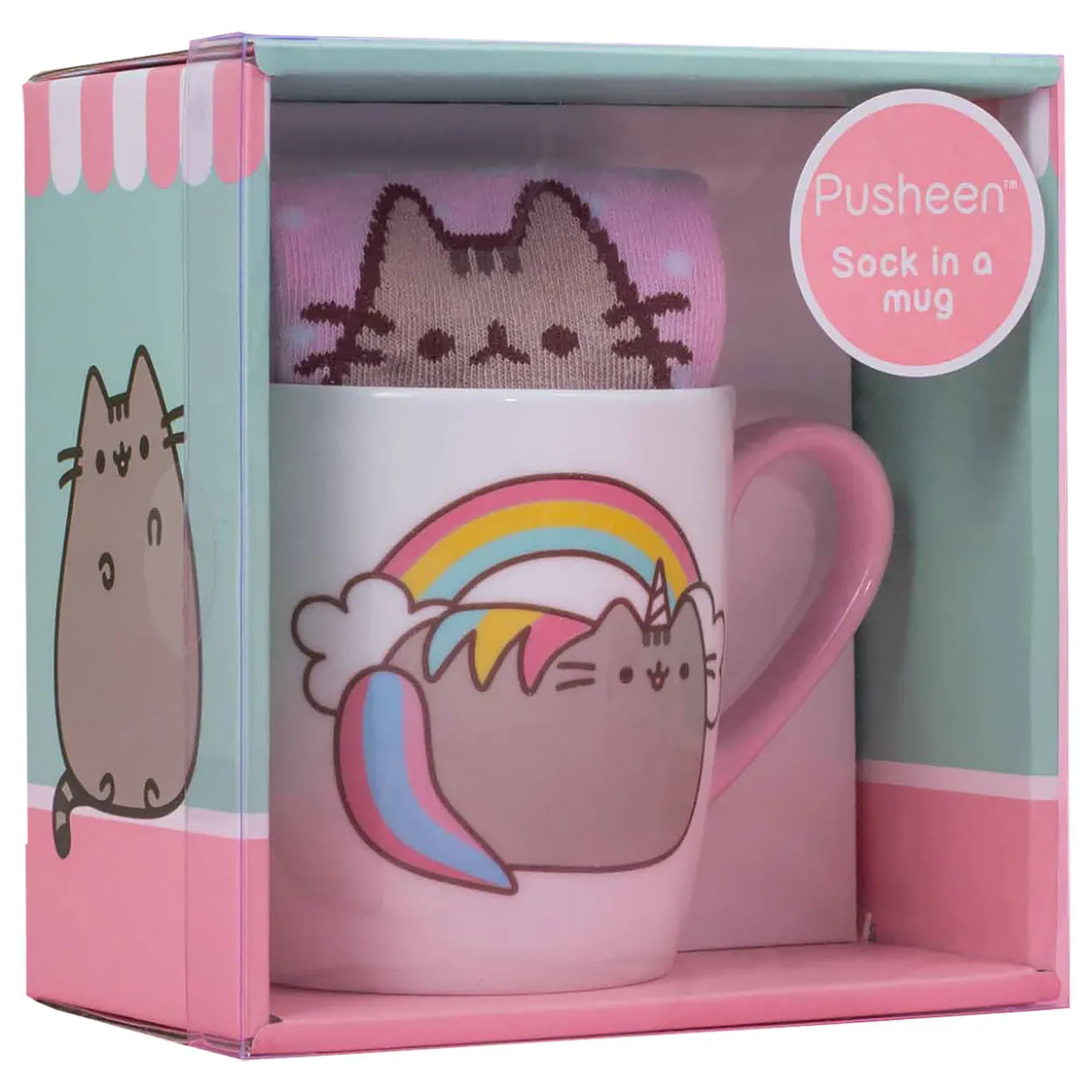 Pusheen - Rainbow Socken und Tasse