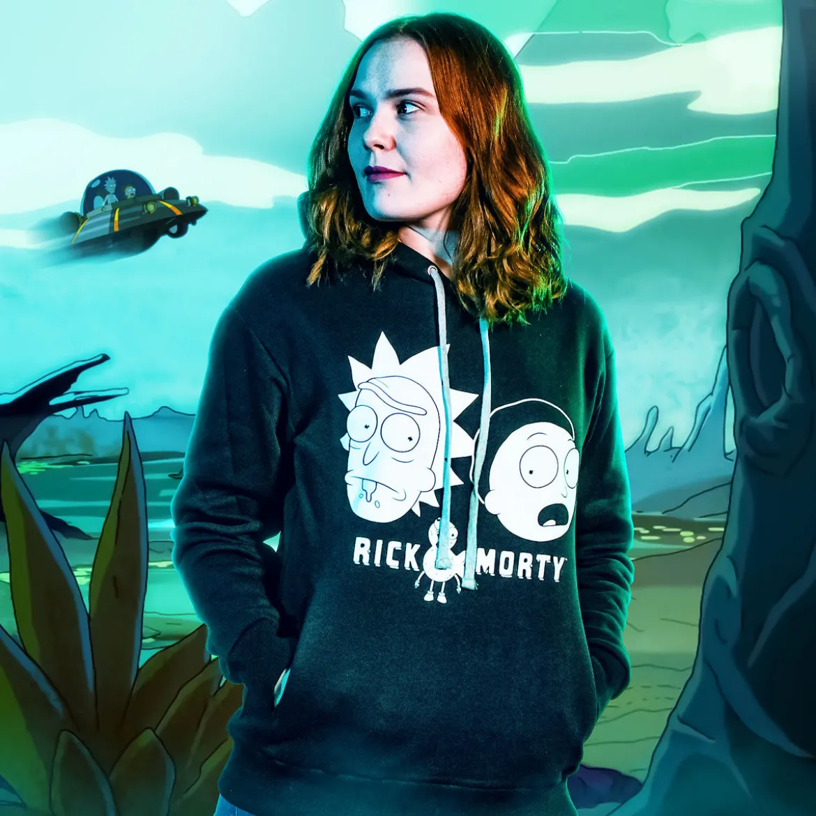 Rick and Morty - Faces Hoodie schwarz