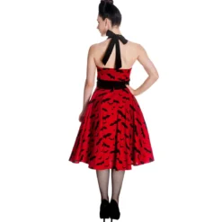 Rockabilly-Kleid Bat rot-schwarz
