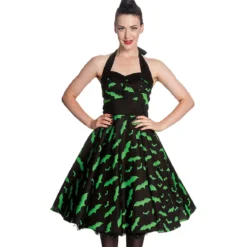 Rockabilly-Kleid Bat schwarz-grün