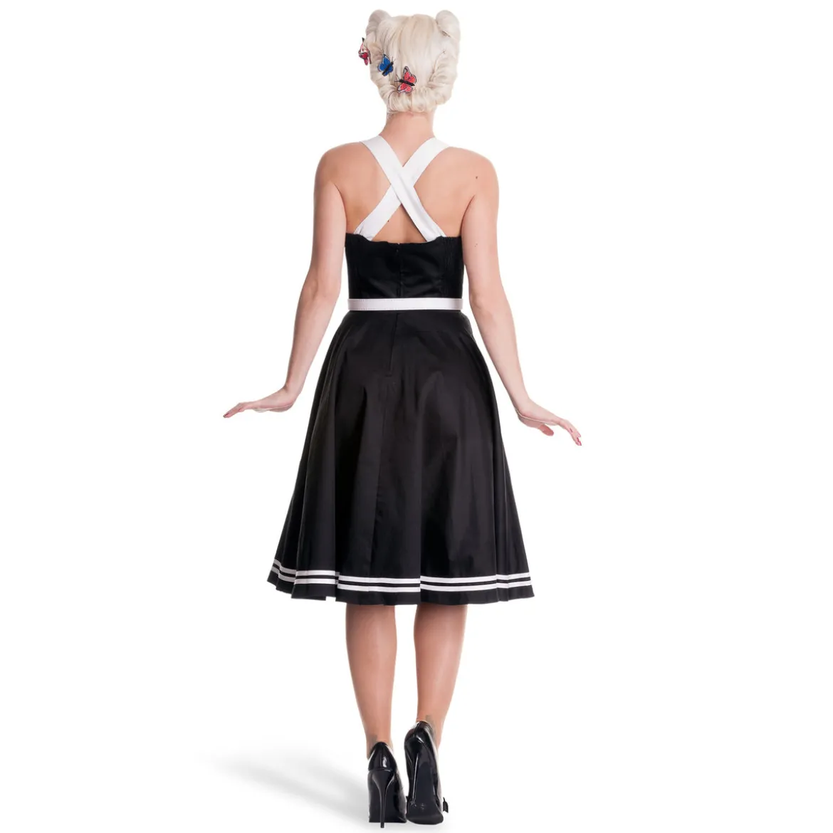 Rockabilly Kleid Siren mit Gürtel schwarz