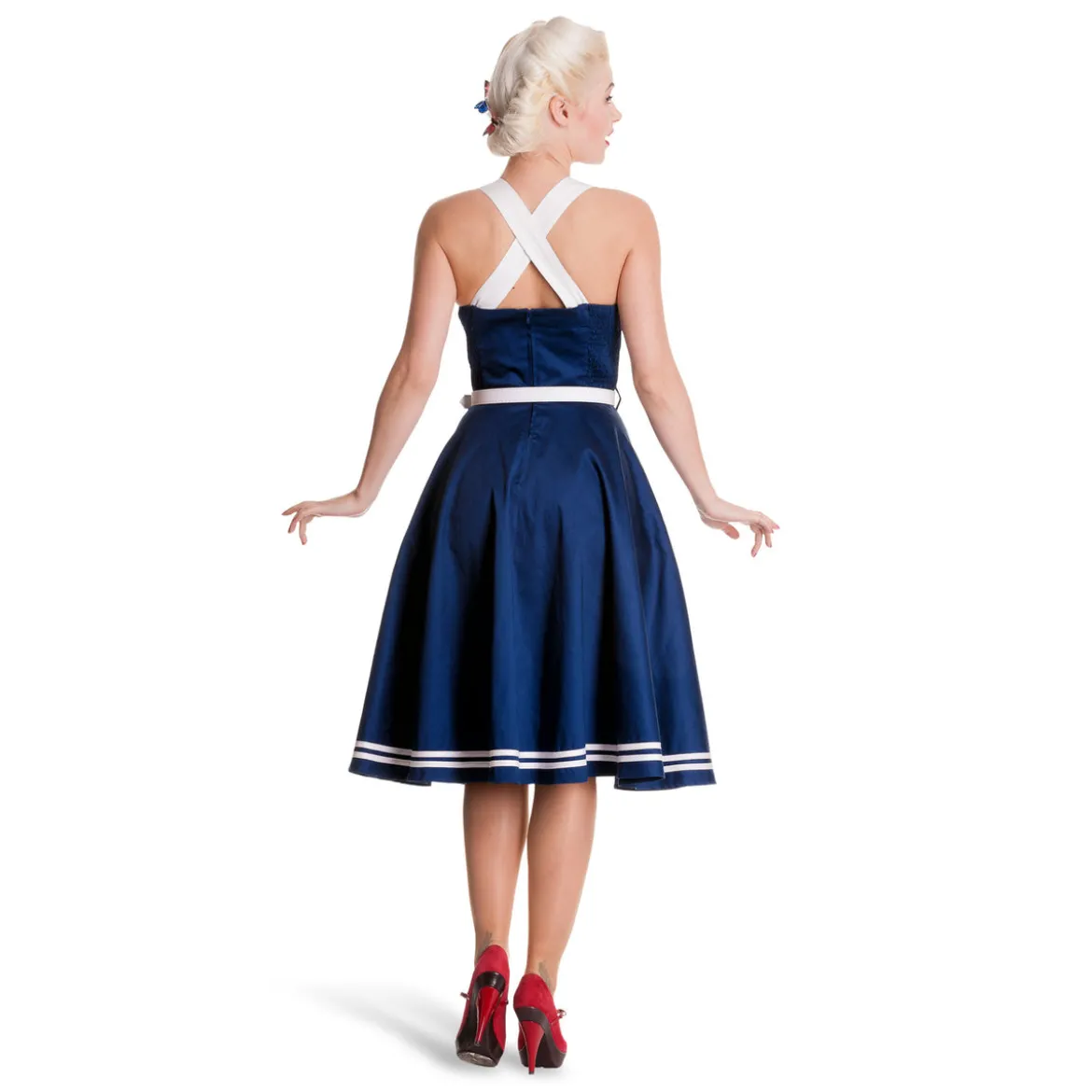 Rockabilly Kleid Siren mit Gürtel navy