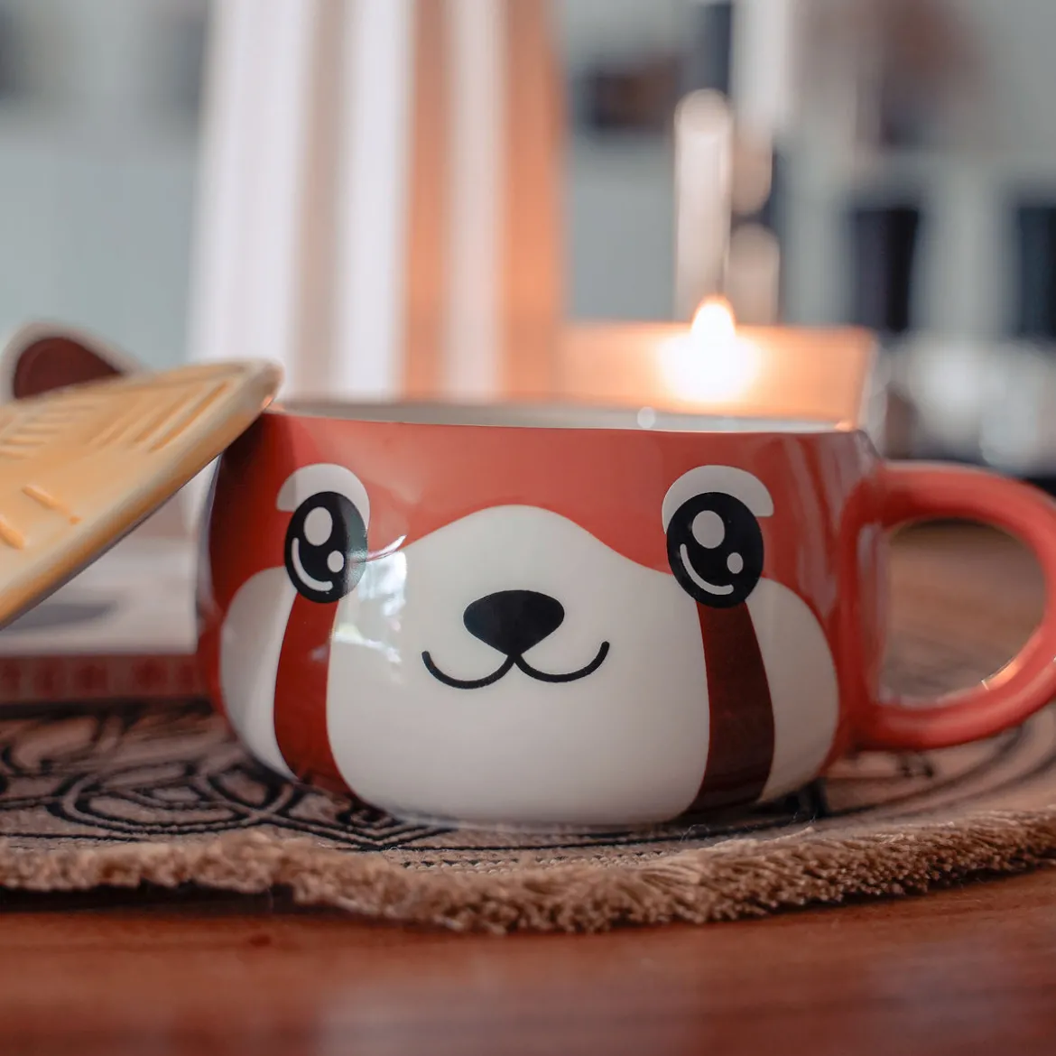 Roter Panda Kawaii Tasse mit Deckel für Anime Fans