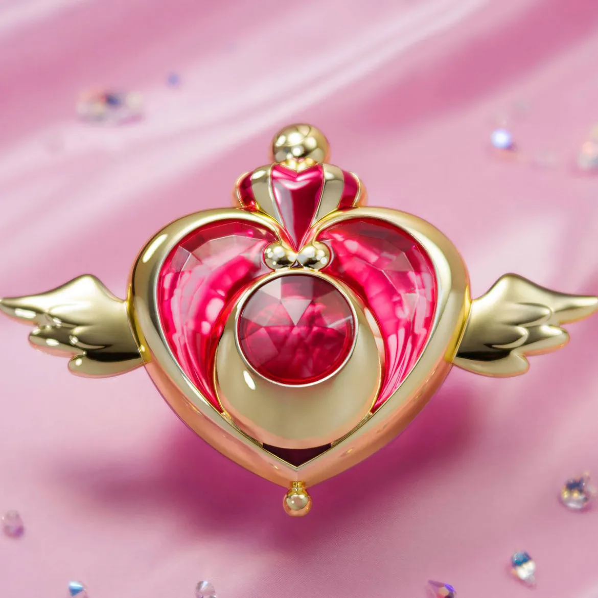 Sailor Moon - Crisis Moon Compact Verwandlungsbrosche mit Licht- und Soundeffekten