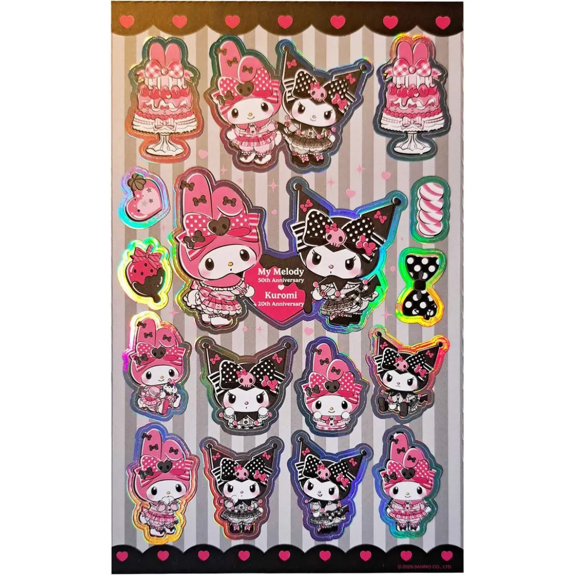 Sanrio Pink Black Party Series Sticker Pack Kuromi & My