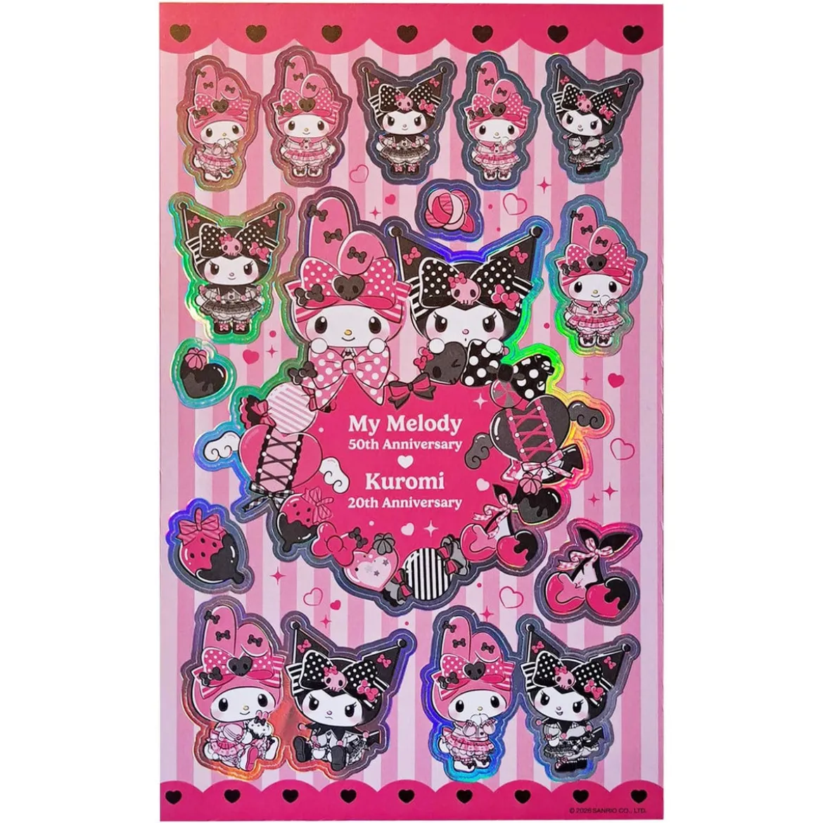 Sanrio Pink Black Party Series Sticker Pack Kuromi & My