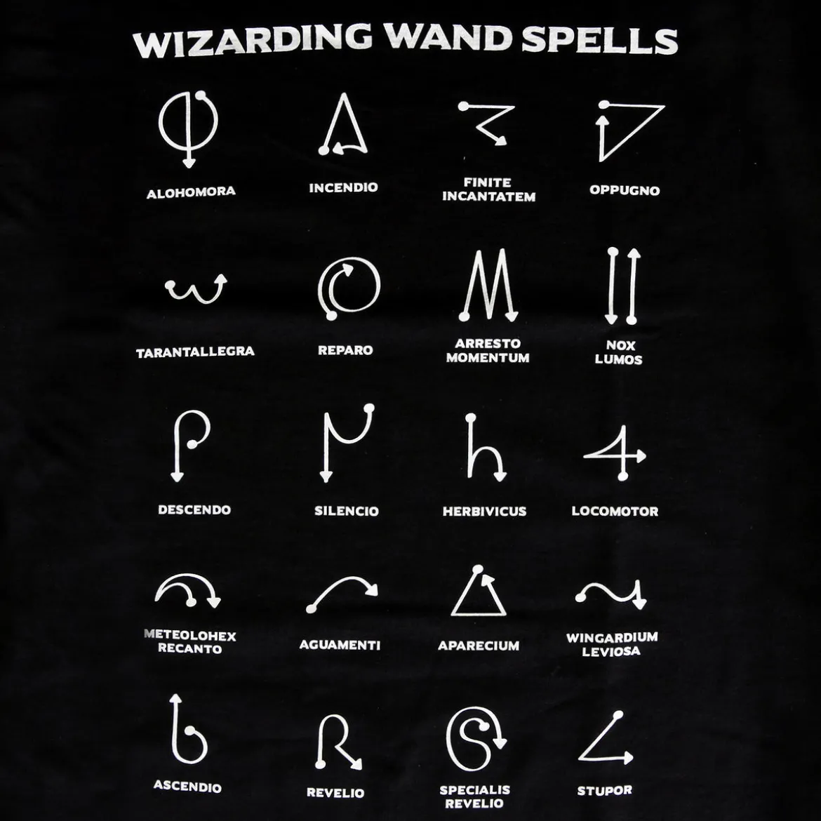Spells Chart T-Shirt für Harry Potter Fans