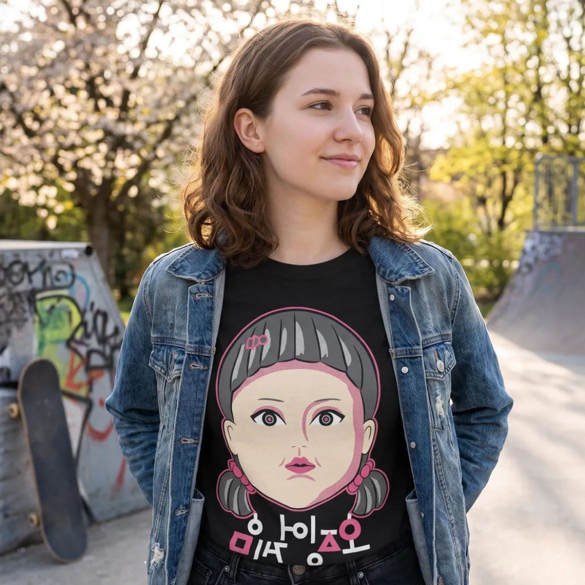 Squid Game - Young-Hee Doll T-Shirt schwarz