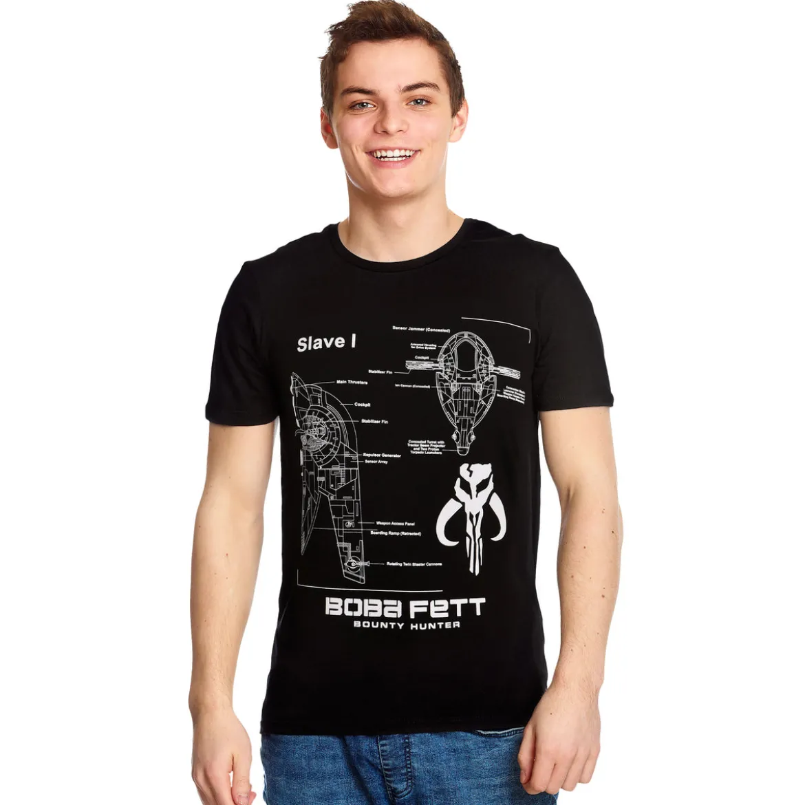 Star Wars - Boba Fett Slave I Sketch T-Shirt schwarz