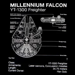 Star Wars - Millennium Falcon Sketch T-Shirt schwarz