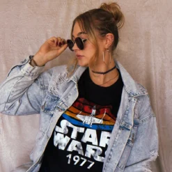 Star Wars of 1977 Retro T-Shirt schwarz