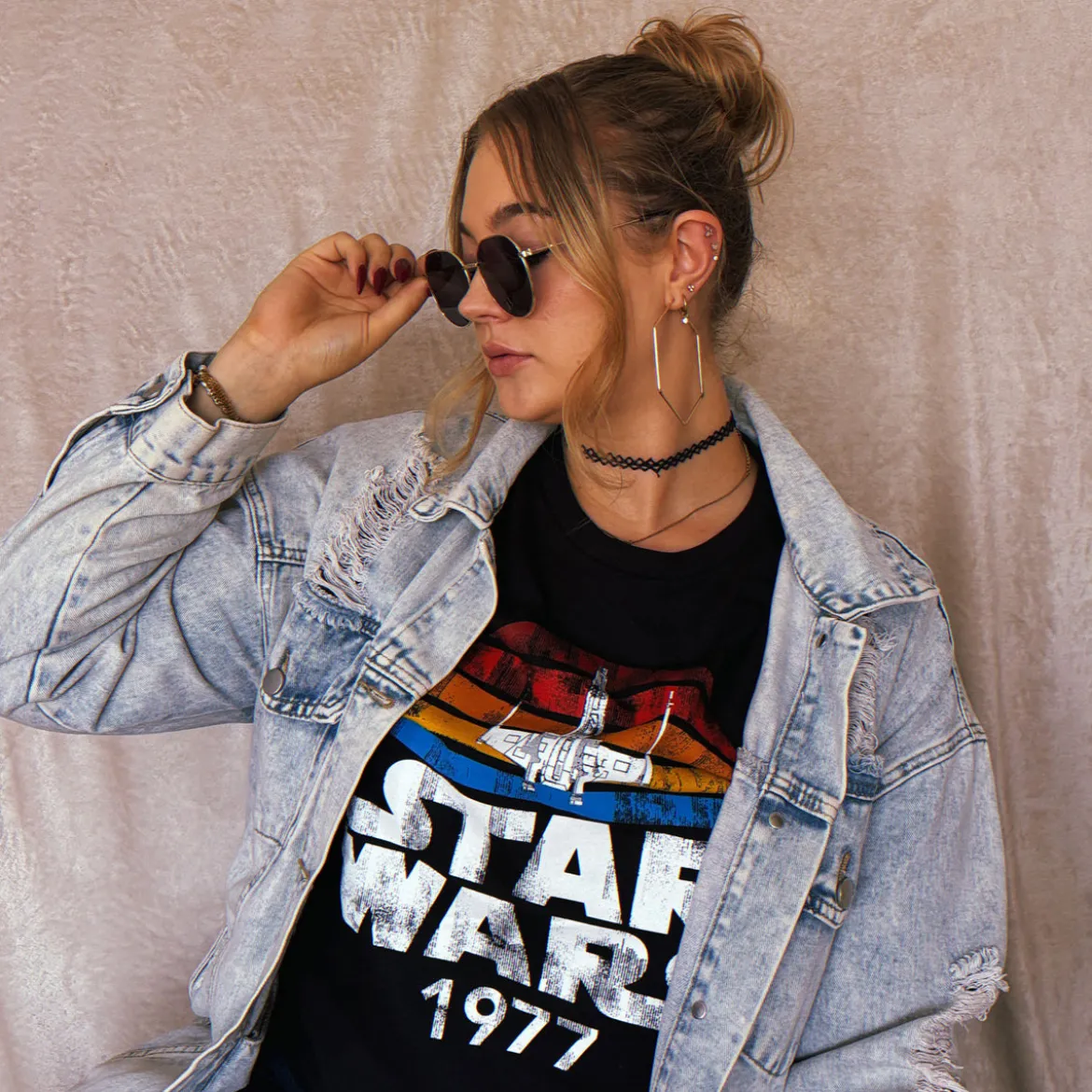 Star Wars of 1977 Retro T-Shirt schwarz