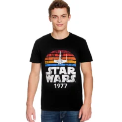 Star Wars of 1977 Retro T-Shirt schwarz