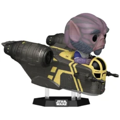 Star Wars: The Mandalorian and Grogu POP! Rides Deluxe Vinyl Wackelkopf-Figur Zeb Orrelios in the Razor Crest 9 cm