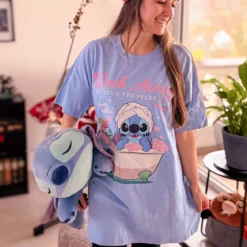 Stitch Wash Away Longshirt blau - Lilo & Stitch