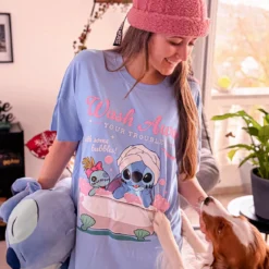 Stitch Wash Away Longshirt blau - Lilo & Stitch