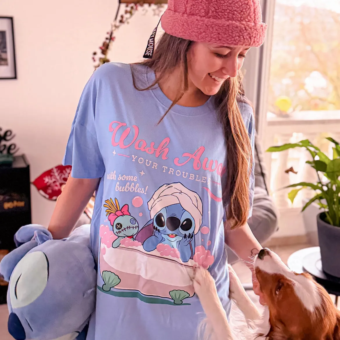 Stitch Wash Away Longshirt blau - Lilo & Stitch