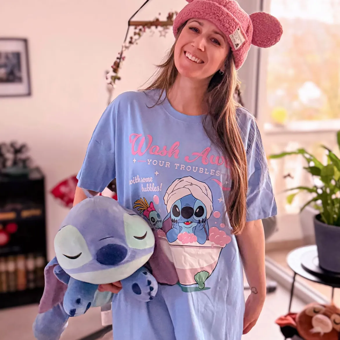 Stitch Wash Away Longshirt blau - Lilo & Stitch