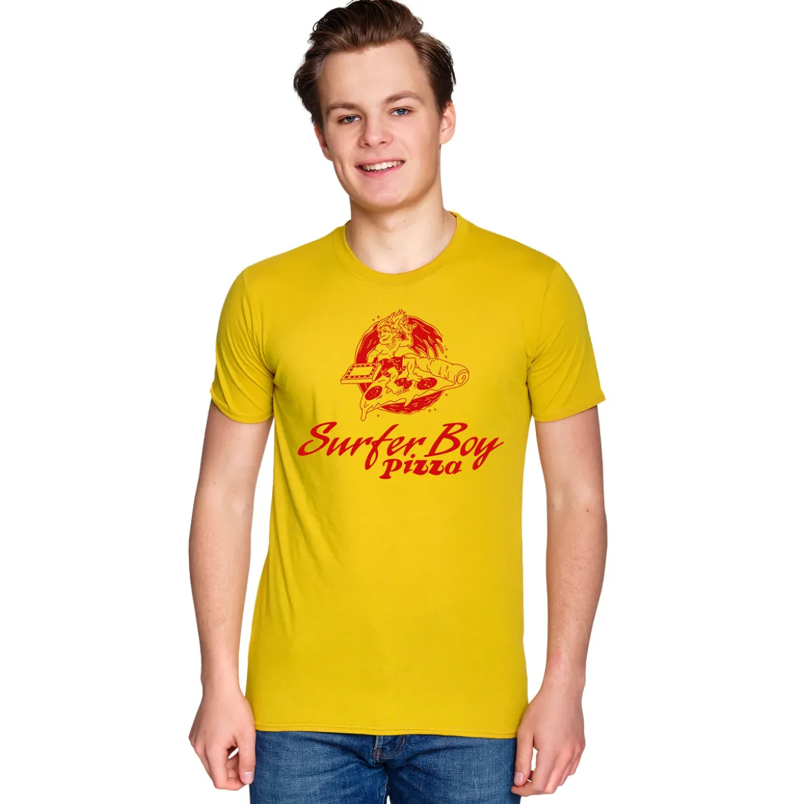 Stranger Things - Surfer Boy Pizza T-Shirt gelb