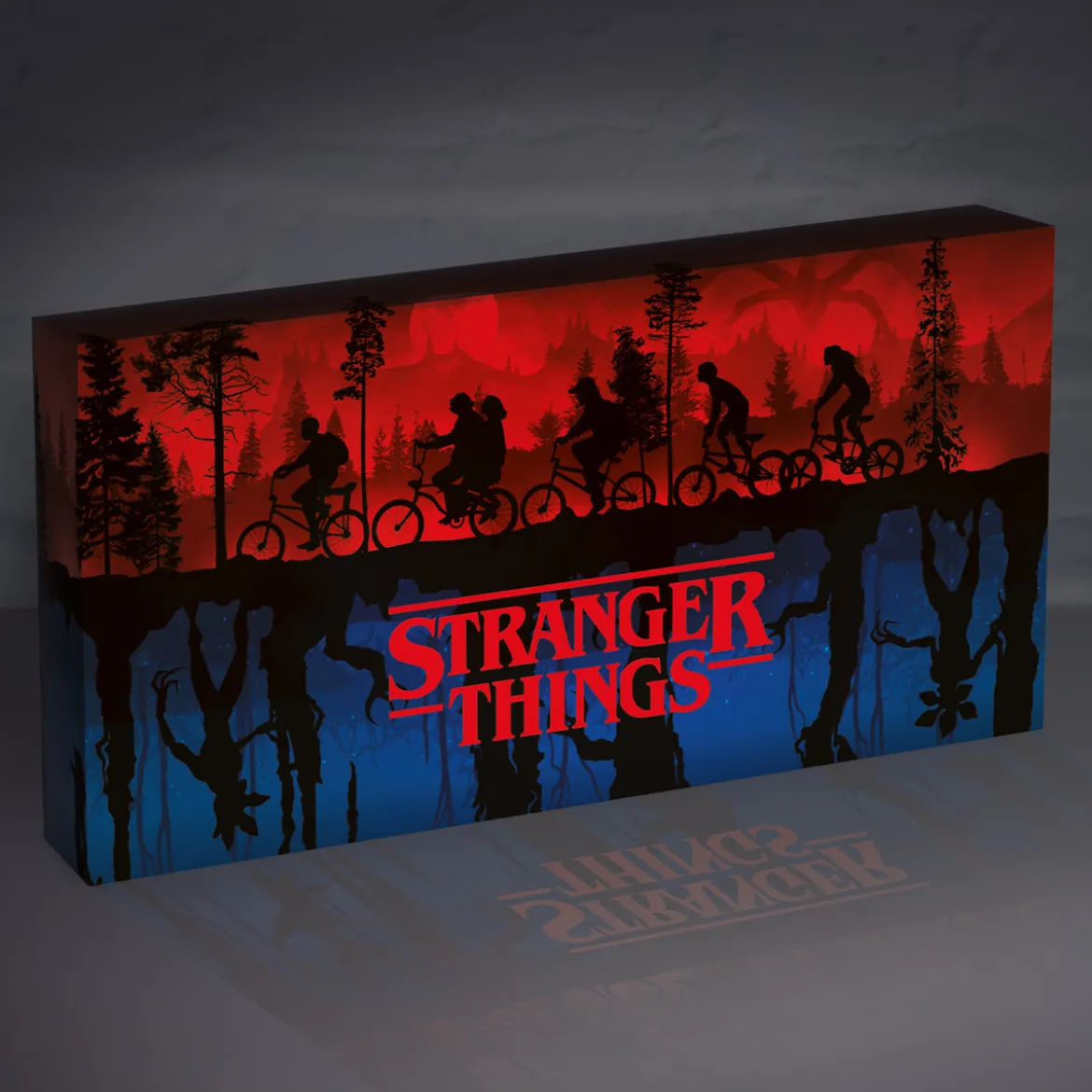 Stranger Things - Two Worlds Wandbild mit Licht