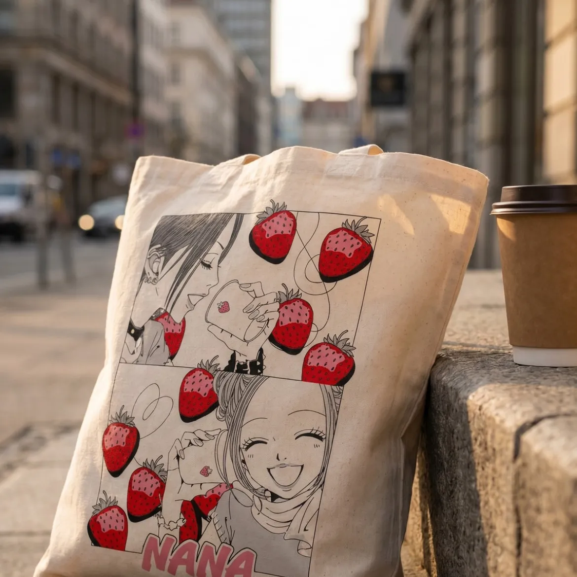 Strawberry Cups Jutebeutel für Nana Fans