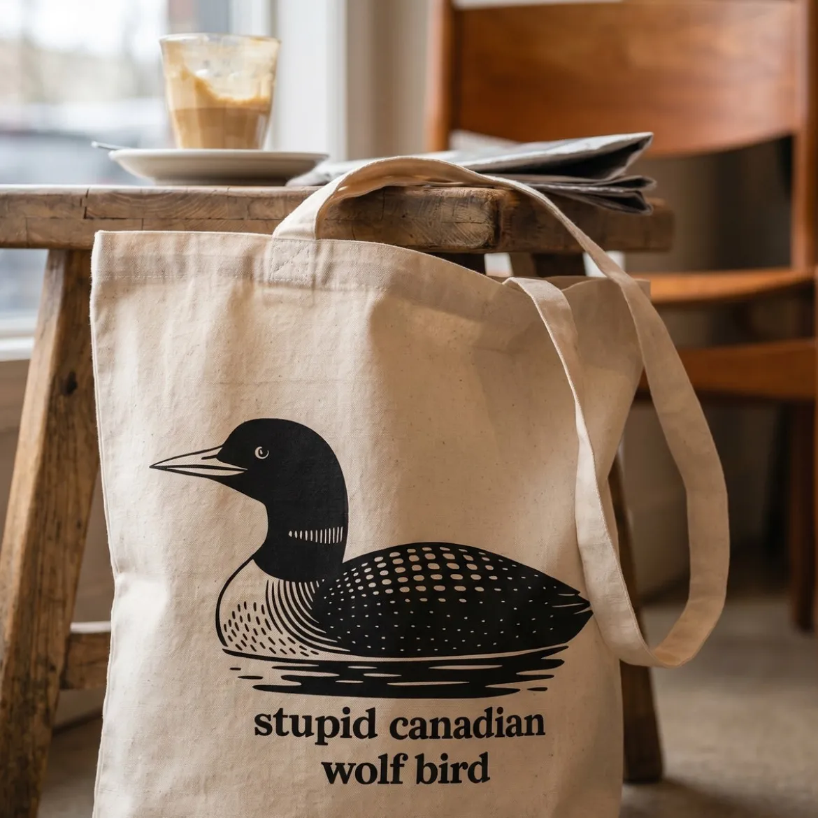 Stupid Canadian Wolf Bird Jutebeutel für Heated Rivalry Fans