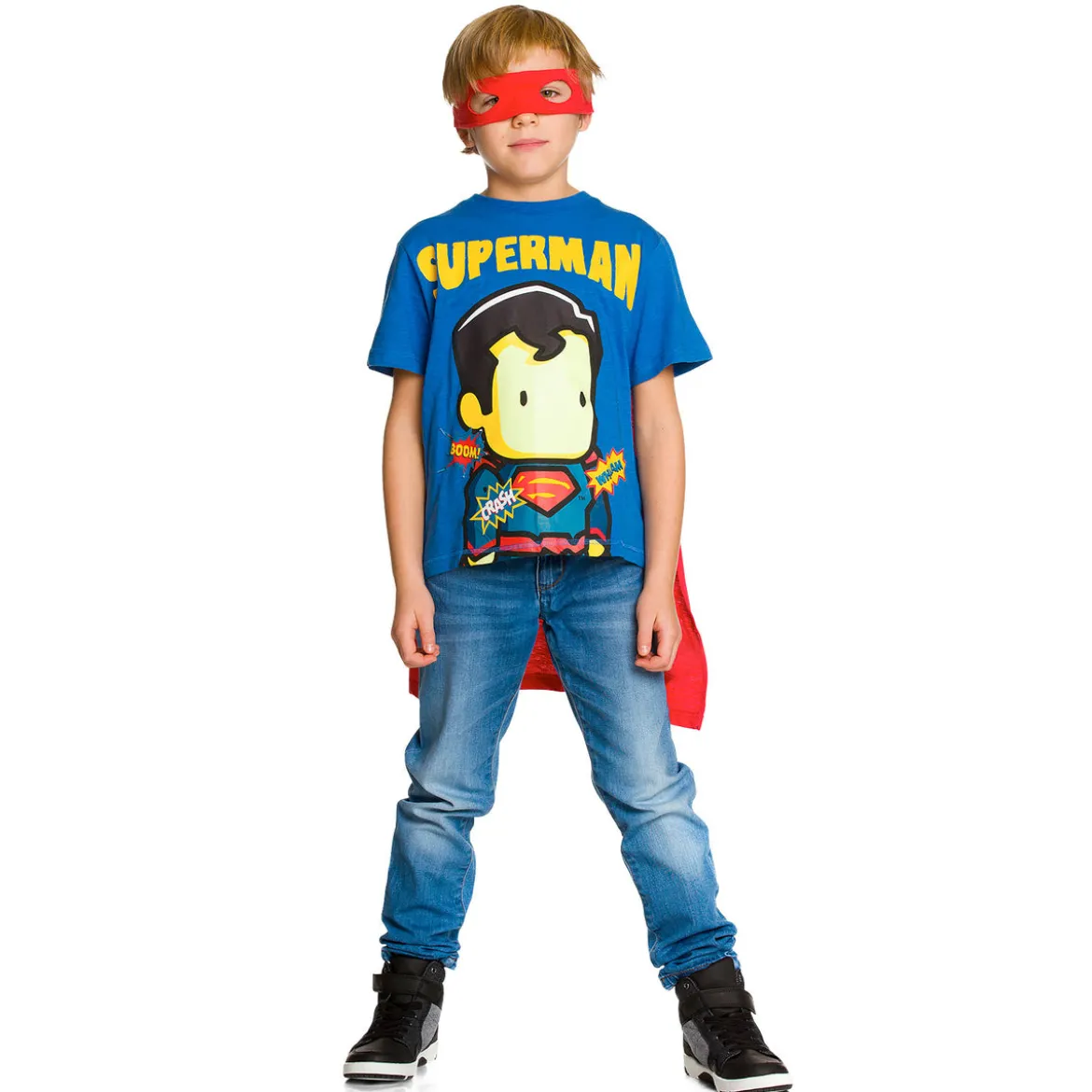 Superman - Kinder T-Shirt mit Cape & Augenmaske