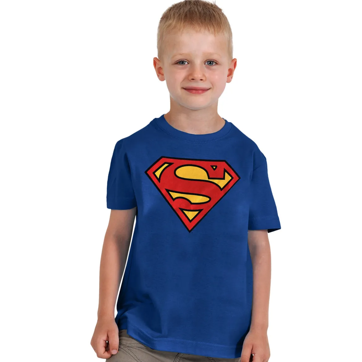 Superman Logo Kinder T-Shirt blau