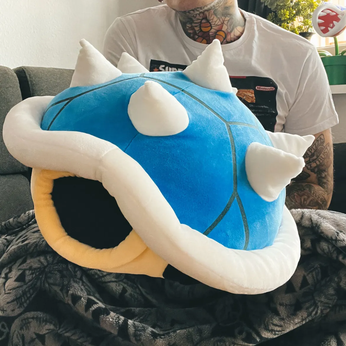 Super Mario - Blauer Stachi-Panzer Plüsch Figur XL