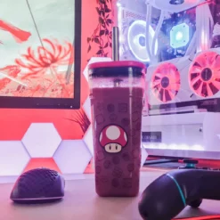 Super Mario - Super Pilz Becher mit Strohhalm