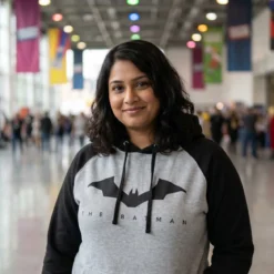 The Batman - Logo Baseball Hoodie grau-schwarz