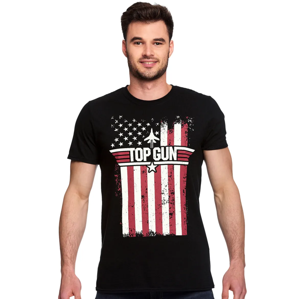 Top Gun - Distressed Flag T-Shirt schwarz