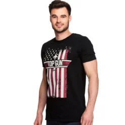 Top Gun - Distressed Flag T-Shirt schwarz