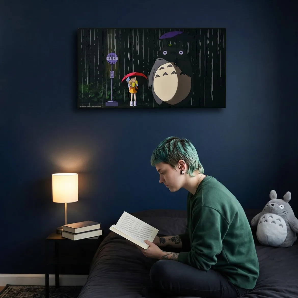 Totoro - Bus Stop Wandbild Holz