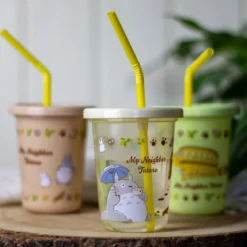 Totoro - Katzenbus und Totoro Becher mit Strohhalm 3er Set