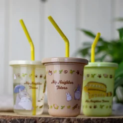 Totoro - Katzenbus und Totoro Becher mit Strohhalm 3er Set